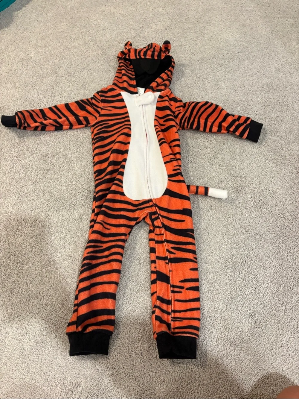 Kids Orange & Black Tiger Hooded One-Piece 2T
